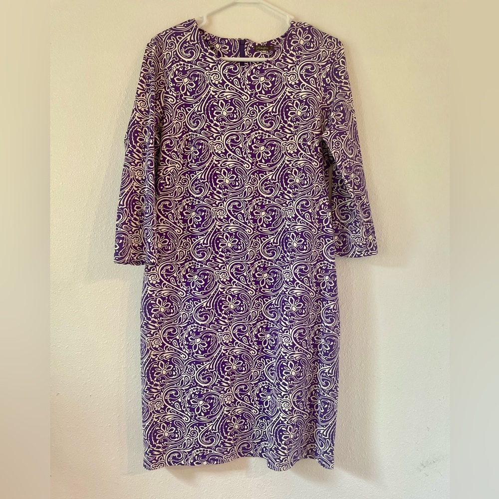 J McLaughlin Large Violet Catalina Cloth Paisley Dress